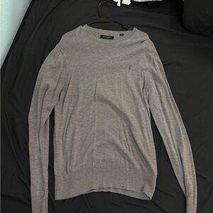 All Saints Men's Light Gray Crewneck Sweater
